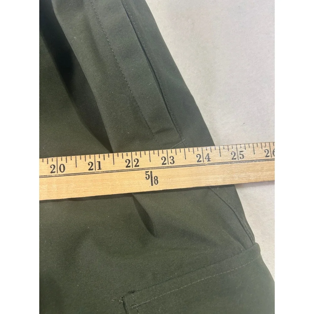 Olive Green Outdoor‎ Cargo Pants Elastic Waist Drawstring D-Ring Hiking Trousers